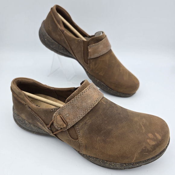 Clarks Collection Roseville Dot Loafers, Dark Tan Combination, Leather, 8M - Picture 1 of 16